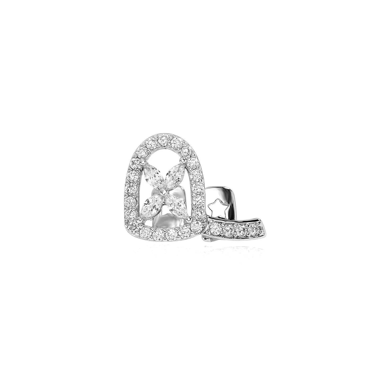 Clover CZ Grillz Single Tooth Jewelry Flower Design Bling Tooth Cover Hip Hop Mouth Jewelry Christmas Gift Fashion Accessories