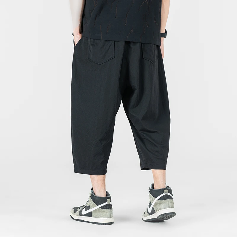 男性の夏のファッション軽量薄いコットンリネンルーズカジュアルプラスサイズワイドレッグハーレムパンツ男だぶだぶのズボン