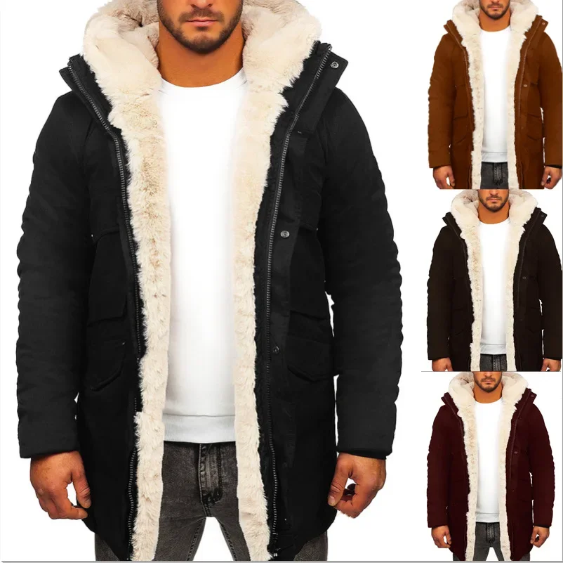 Fur one faux fleece jacket Men's jacket thickened winter coat