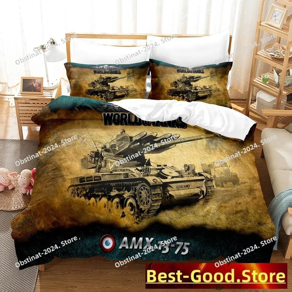 

2023 Game World Of Tanks Bedding Set Single Twin Full Queen King Size Bed Set Adult Kid Bedroom Duvetcover Sets Anime Bed