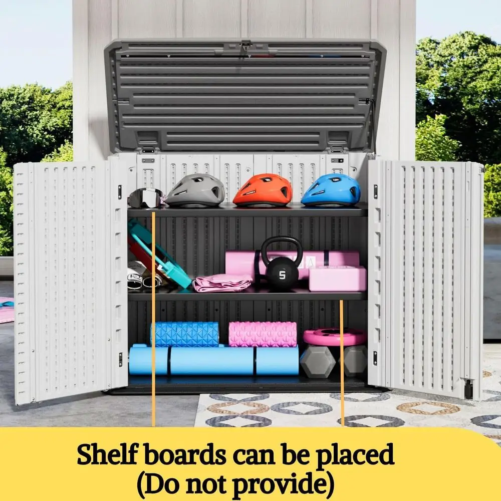 4x2.5 T Outdoor Storage Shed, Resin Waterproof Storage Cabinet or Garden Tools with Lockable Lid, White