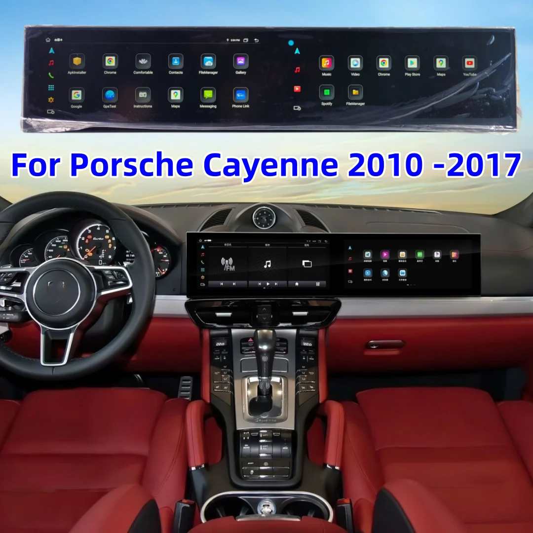 12.3 Inch+12.3Inch 8+128 Android Carplay For Porsche Cayenne 2010-2017 Upgraded Interactive Dual Screen Multimedia Video Player
