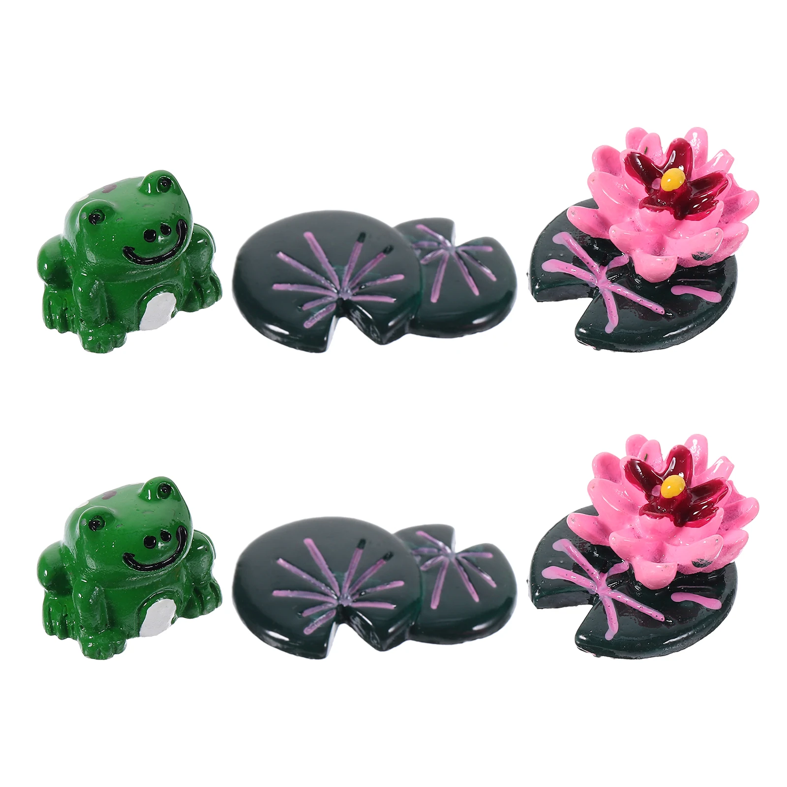 

1 set Miniature Accessories Resin Decoration Tiny Lotus Desk Miniature Decor Frog Figurines House Mini Decor Home Party