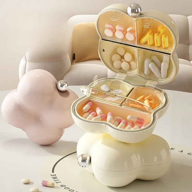 Mini Cute Portable Medicine Box Creative Travel Outdoors 7 Grids Sub Packaging Pill  Earrings Jewelry Organizer Seal Storage Box