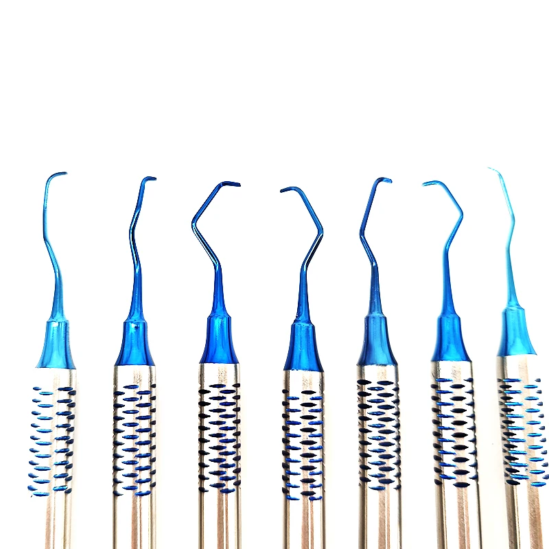 7PCS Dental Gracey Curettes Set With Size Lable Dentistry Scaler Set Periodontal Teeth Clean Remove Tooth Calculus Scraper Tool