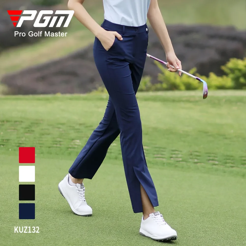 

PGM Summer Golf Pants for Women Ankles Cropped Fit Slim Elastic Flared Trousers Zip Pocket Waterproof Lady Golf Clothing KUZ128