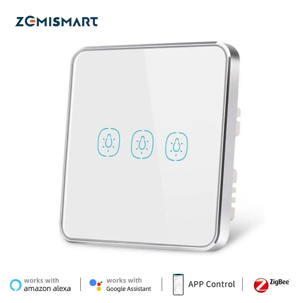 Zemismart Zigbee EU Wall Light Switch with Neutral 1 2 3Gangs Touch Panel Interrupter Smart life Alexa Google Home Voice Control