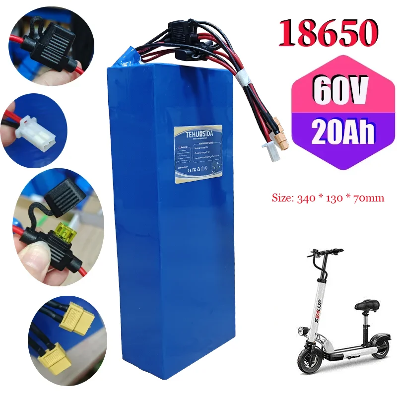 18650 Lithium Battery Pack 60V 20Ah 16S6P Advantage Battery Built-in BMS 1000W High Power Rechargeable Battery