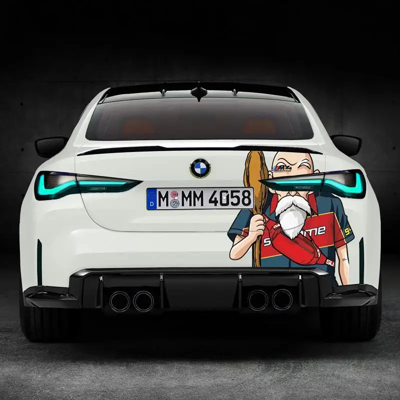 

Наклейка на автомобиль Dragon Ball, креативная декоративная наклейка на заднюю часть автомобиля, мультяшная наклейка с Гогетой и Сон Гоку, декоративные аниме-наклейки.
