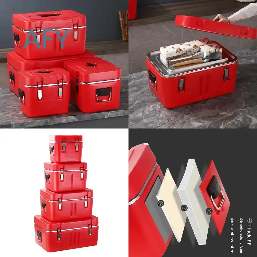4pcs Set Stainless Steel Insulated Metal Cool Box Food Warmer Storage Container for Keep Food Fresh Warm for Home Kitchen