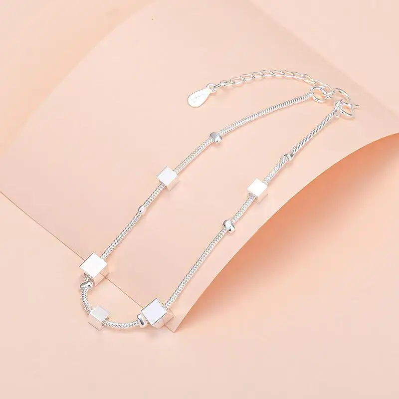 Luxury Handmade Original Fine Jewelry 925 Sterling Silver Charm Bracelet Soft Smooth Adjustable Bracelets for Women