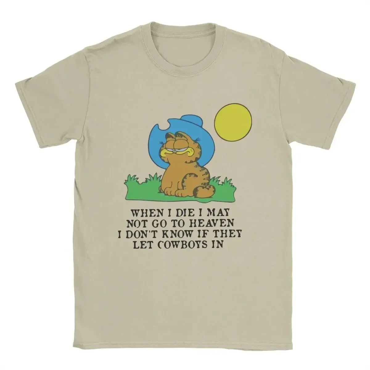 When I Die I May Not Go To Heaven Cowboy Garfielded T Shirts Women T-Shirt Cat Tee Shirt Short Sleeve Clothes