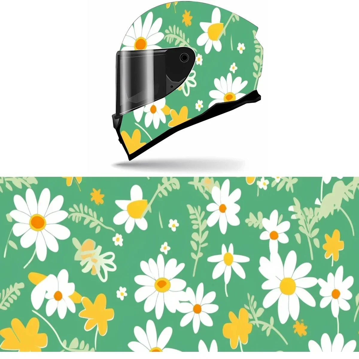 

Colorful Floral Daisy Seamless Full Helmet Wrap Sticker Motorcycle Helmet Racing Graphic Decal Vinyl Wrap Helmet Decor Sticker
