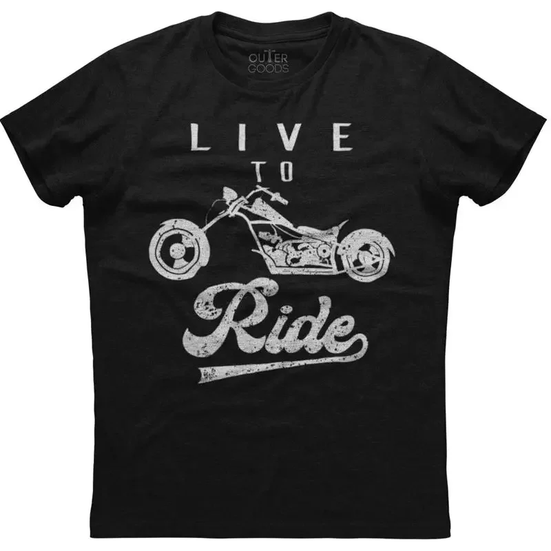 Live To Ride Motorcycle Mens New Cotton Black T shirt