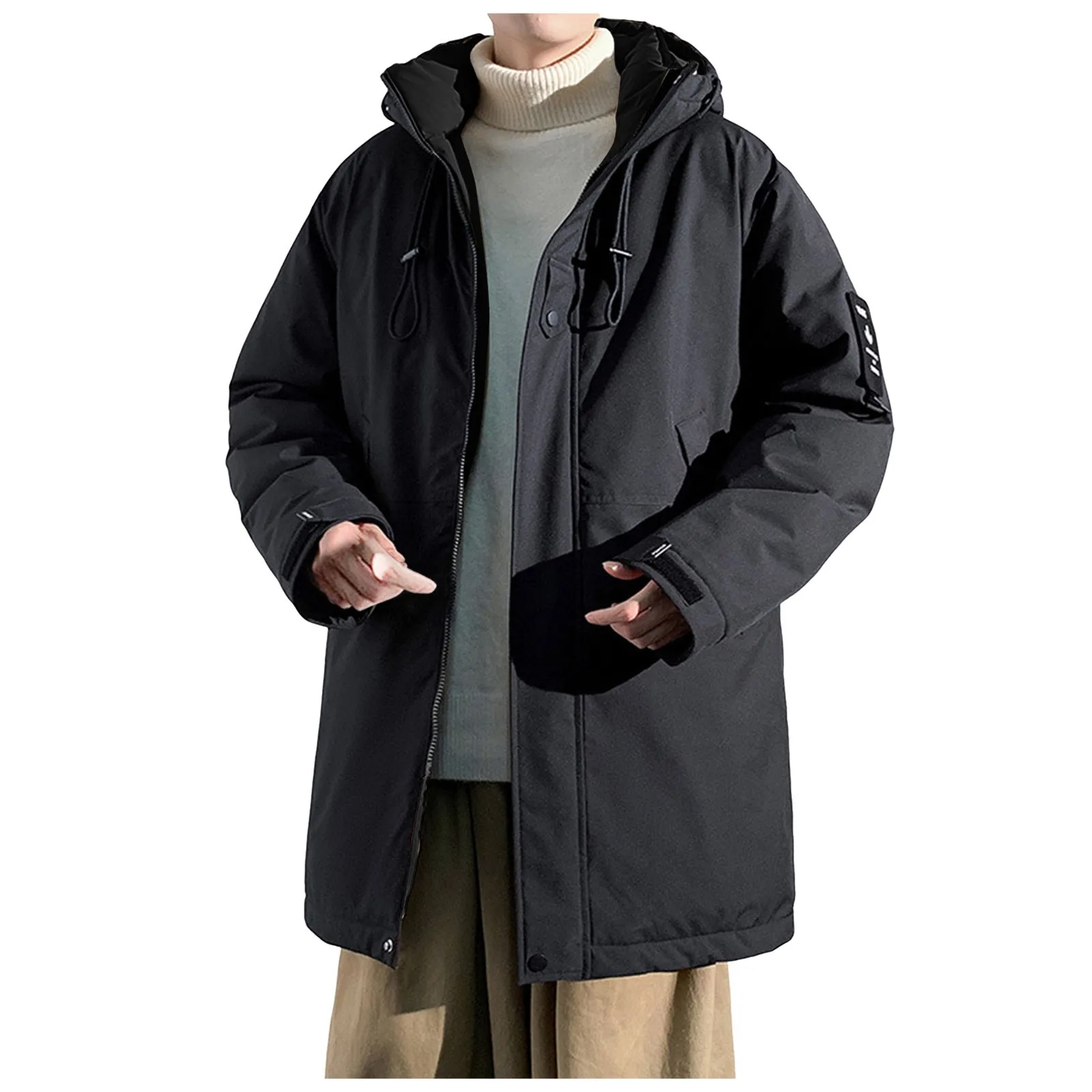 

Зимнее пальто мужское с капюшоном Мужская зимняя теплая хлопковая куртка средней длины с капюшоном хлопковая куртка утолщенная теплая хлопковая куртка Размер 13