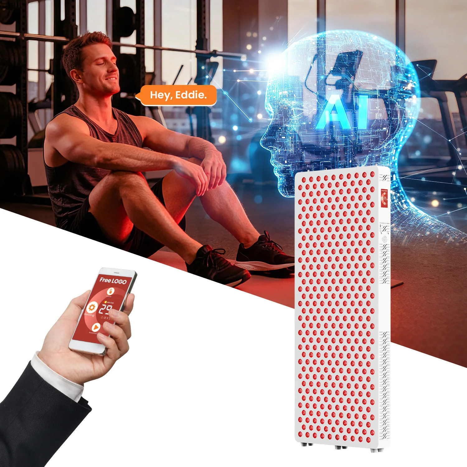 2026 Latest Design AI Voice Control Overheat protection Red Light Panel Full Body Led Therapy Red Light Panel for Home Gym Use