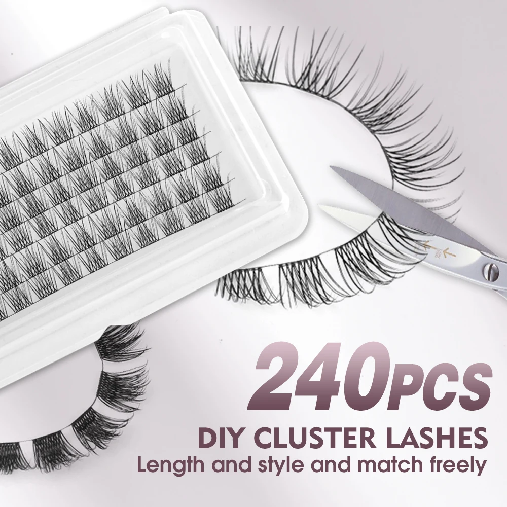 FinyDreamy DIY 240 Clusters Eyelash D Curl 3D Volume Thick Individual Lashes Wispy Fluffy Segmented Bundles Cils Supplier