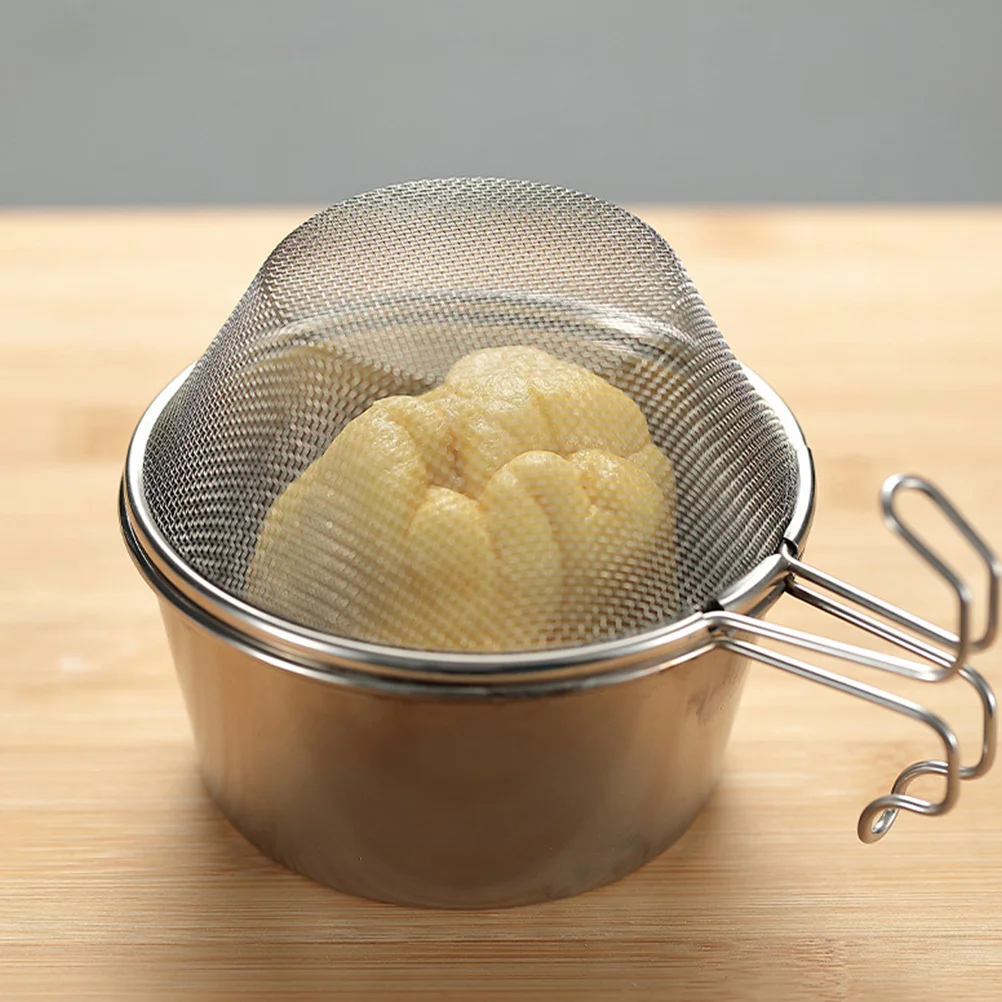 

1pc Stainless Steel Strainer Colander Silver Noodle Sieve For Tea Eggs Filtering Heat Resistant Strong Grip Kitchen
