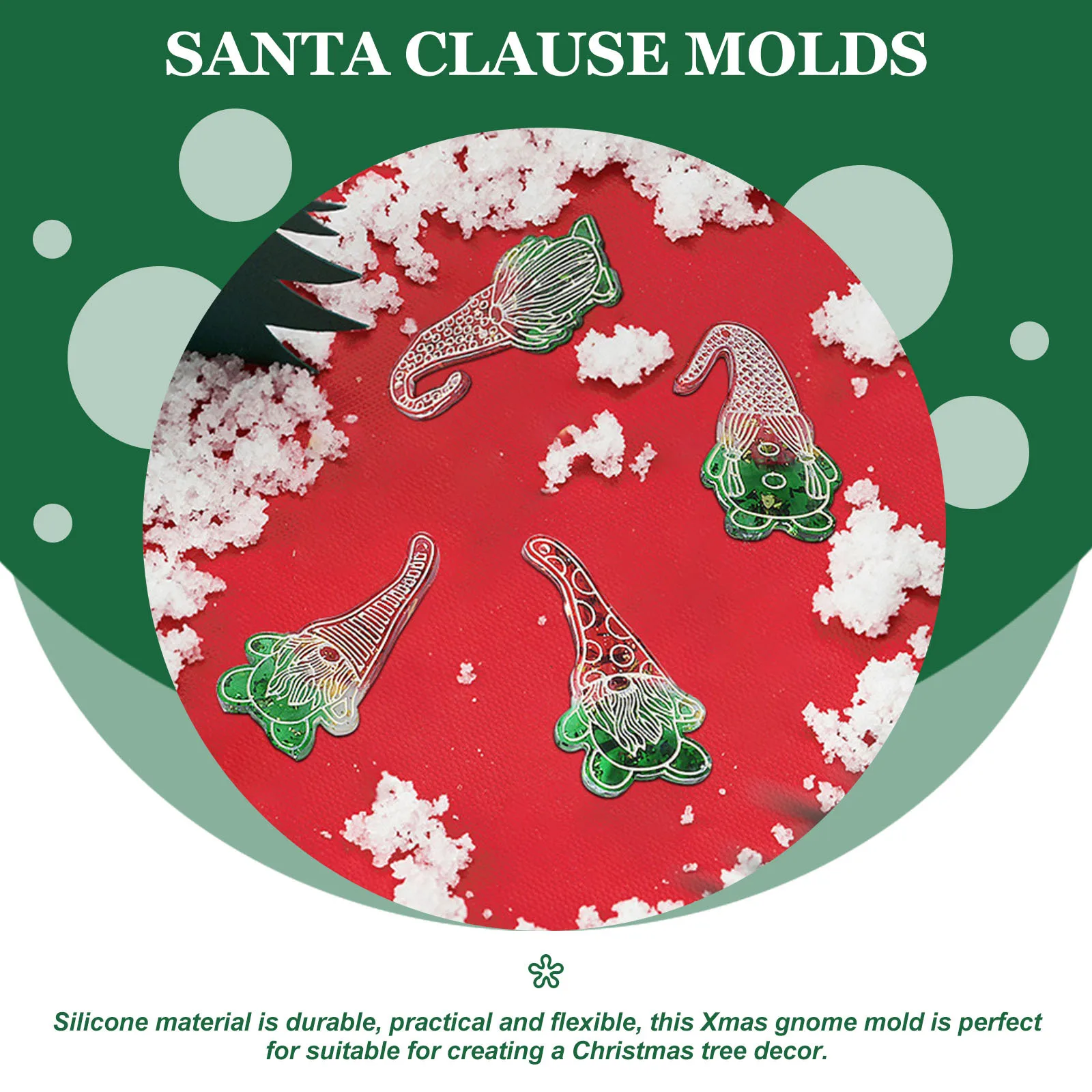 

5Pcs Christmas Themed Gnome Pendant Mold Flexible Silicone DIY Casting Mold for Resin Crafts Holiday Decor Xmas Ornament