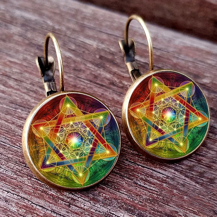 2024 Greece Sacred Geometry Metatron Cube Earring Chic Flower of Life Chakra Spiritual Pendant Earring Magic Hexagram Choker