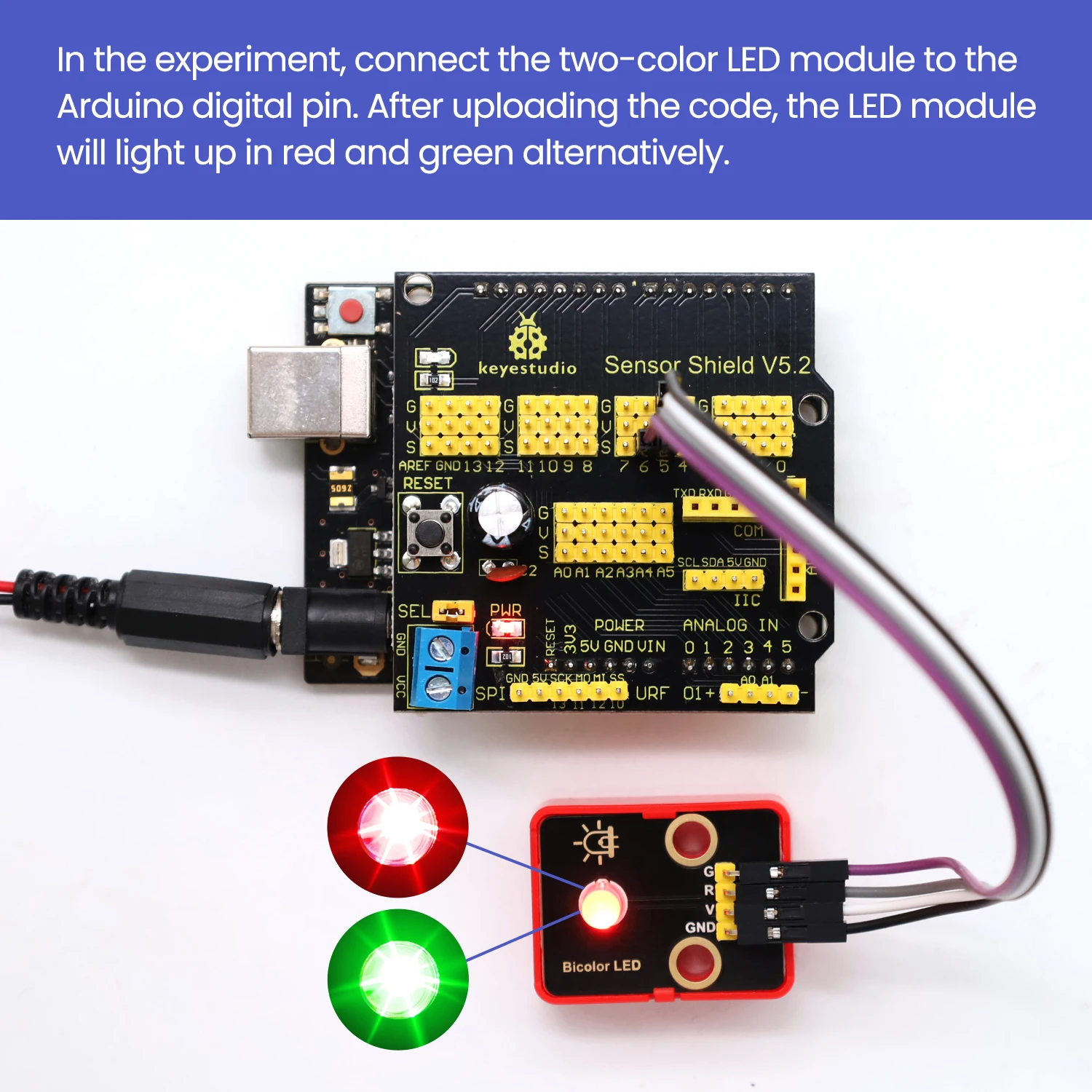 وحدة LED ثنائية اللون باللونين الأحمر والأخضر (الأنود المشترك) لمشاريع Arduino DIY المتوافقة مع كتل Lego DIY المكونات الإلكترونية