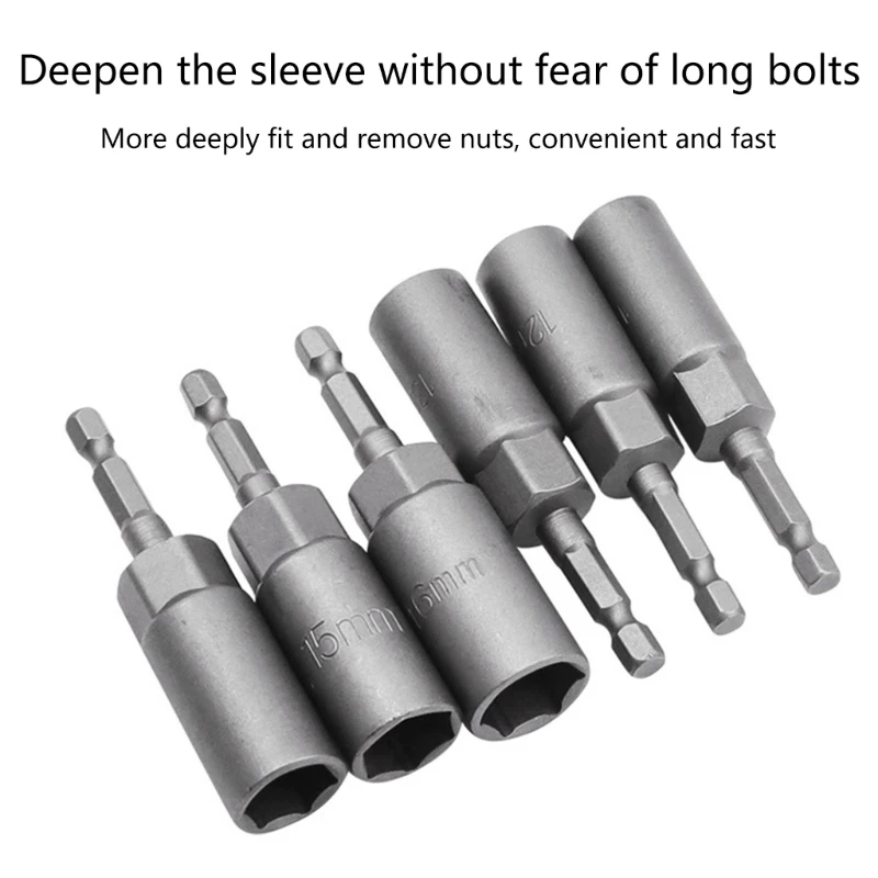 ipiip 6-19mm Impact Socket Adapter 80mm Length Socket Power Driver Drill Bit Set