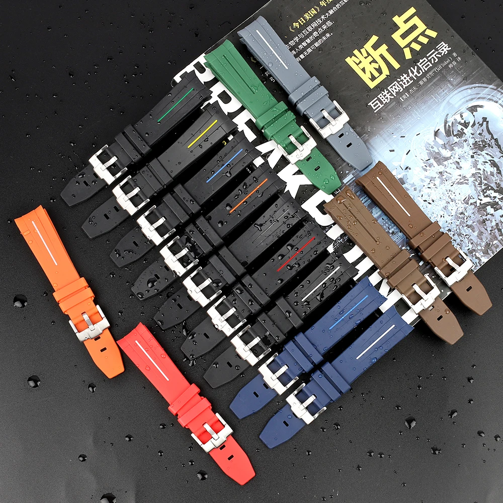 

Резиновый ремешок для часов с изогнутым интерфейсом 20 мм для мужчин и женщин, водонепроницаемый спортивный ремешок для часов Moonswatch, ремешок для часов, аксессуары для часов
