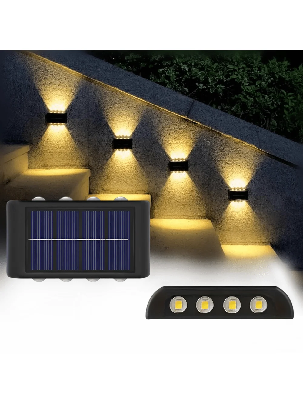 

8 светодиодных бусин, солнечные светильники вверх и вниз, уличные, современные скандинавские бра, освещающие внешнюю лампу с датчиком солнечного света, черный внешний светильник