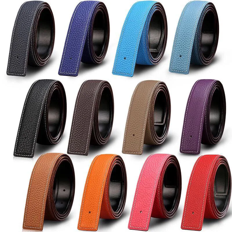 

3.8cm & 3.2cm Smooth No-Knot Belt Strap for H-Buckle – Replacement Leather Waistband for Men & Women, Clip-On Dress Pants Belt