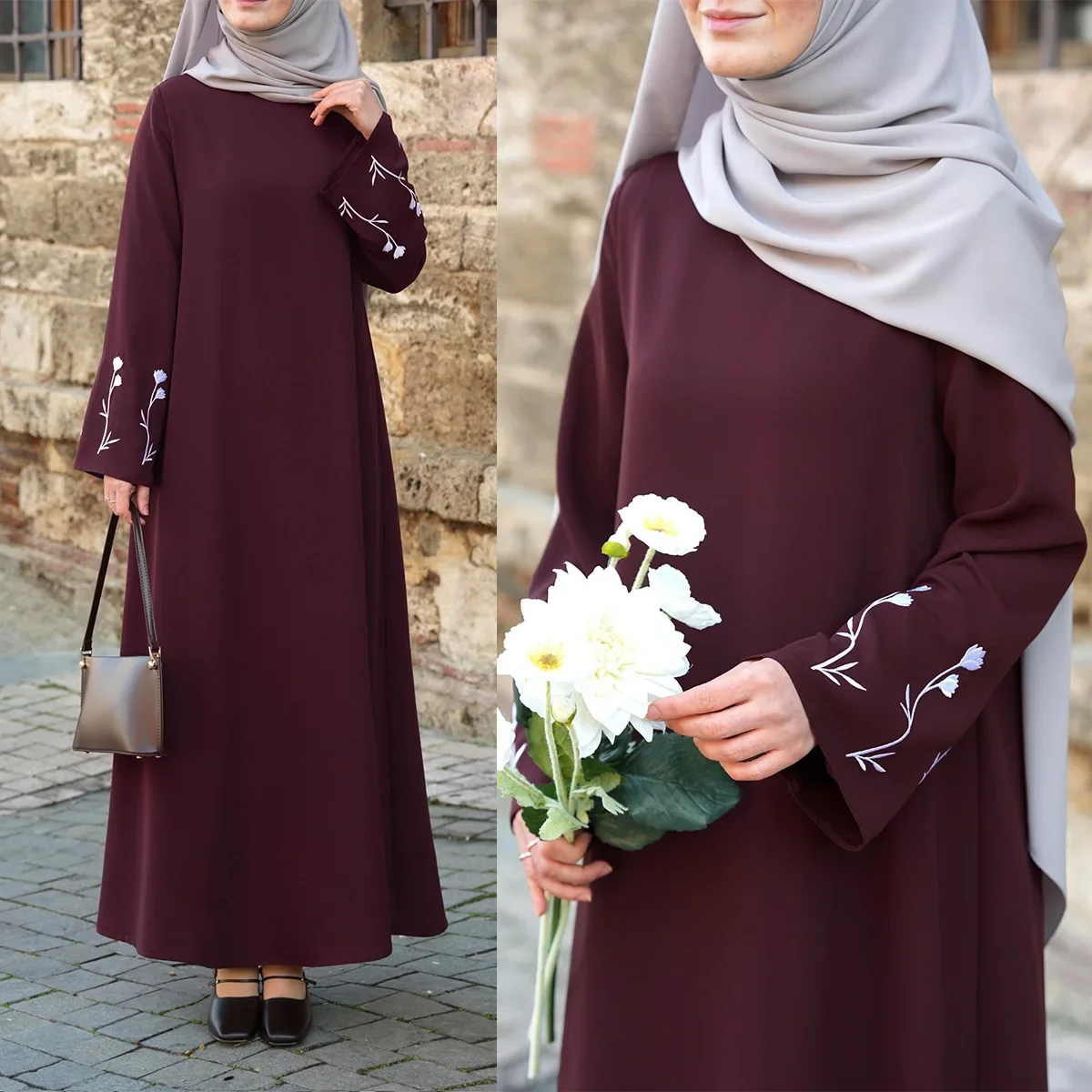 

Мусульманское женское платье с цветочной вышивкой, абайя, дубайский кафтан, турецкий скромный наряд для официальных мероприятий на Ближнем Востоке, саудовская арабская роба, исламские платья