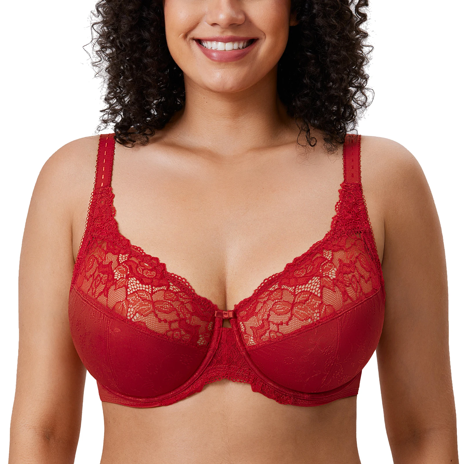 Reggiseno minimizzatore con ferretto a figura intera Non imbottito in pizzo di bellezza da donna reggiseno taglie forti 34-44 DD E F G H