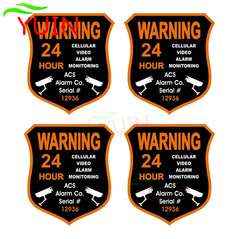 4X Car Sticker ACS Alarm Surveillance Security Camera Lnterest The Tail of The Cars Decal Personality Waterproof Decals 14*12cm