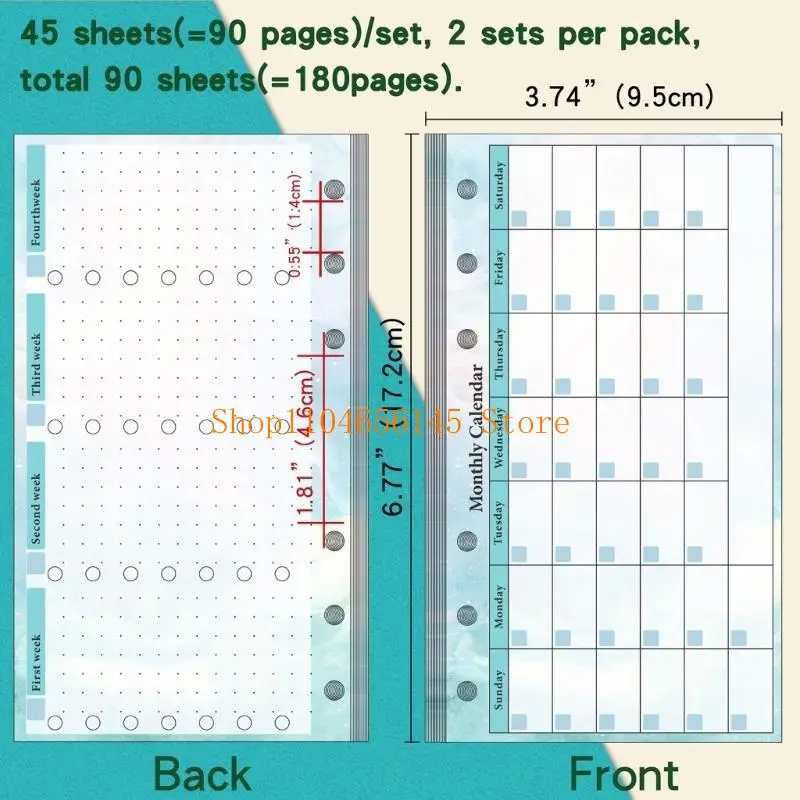 ルーズリーフリフィルペーパー罫線入りシート、予算/週間/月間シート、予算バインダープランナールーズリーフノートジャーナル用