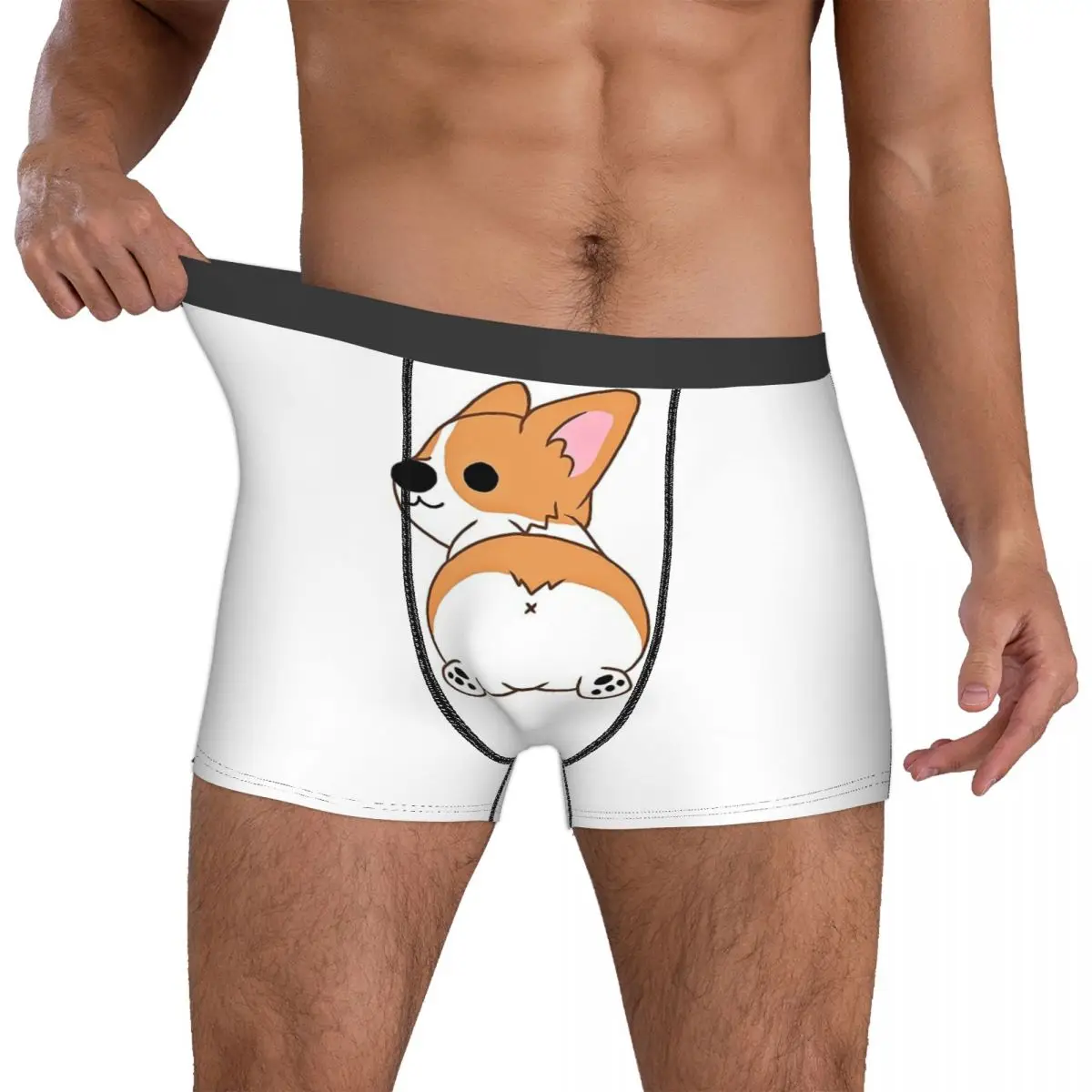 The Booty Corgi Underpants Cotton Panties Men\'s Underwear Print Shorts Boxer Briefs