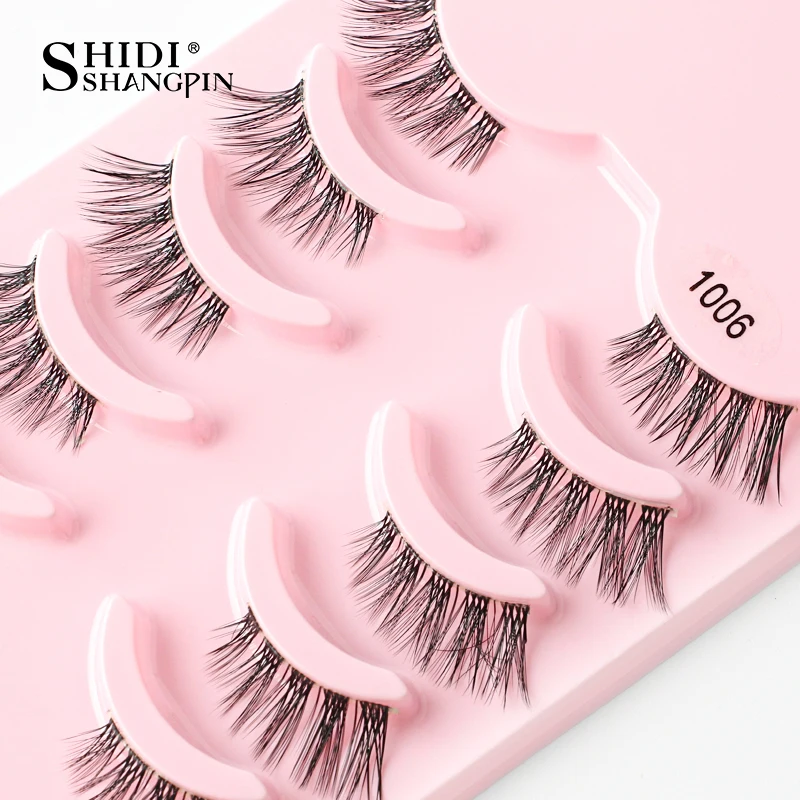 SHIDISHANGPIN 3/5 Paar halbe Wimpern, transparenter Stiel, unsichtbares Band, künstliche Nerzwimpern, wiederverwendbar, falsche Wimpern, natürlich, flauschig – Detail 16