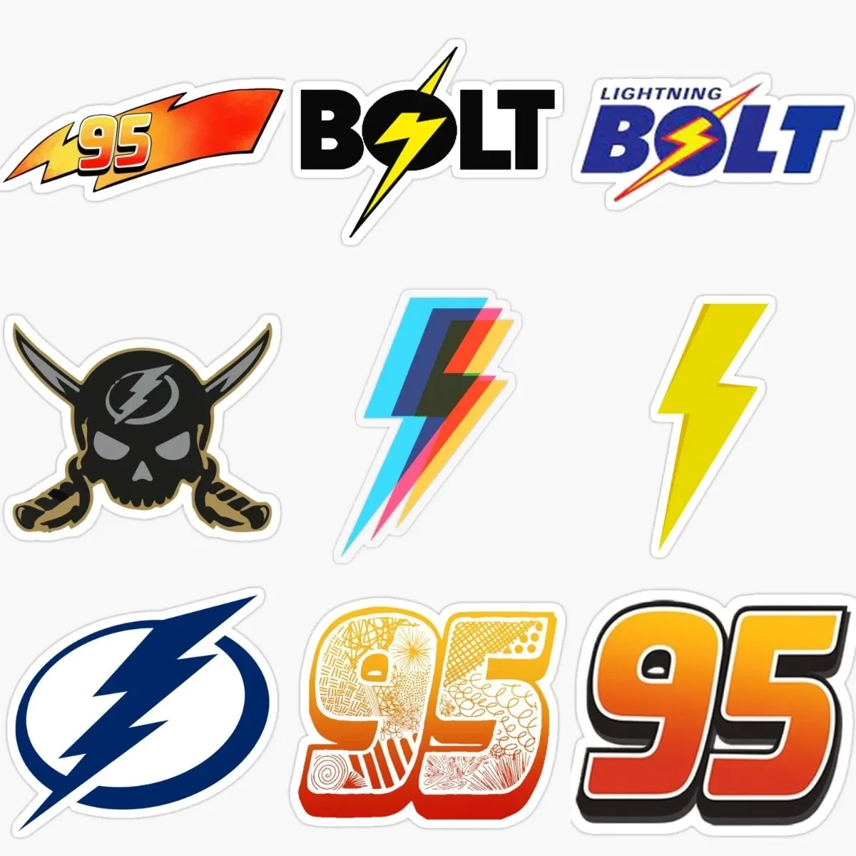 

Creative Lightning Logo 95number PVC Waterproof Sticker for Decorate Laptop Wall Room Truck Car Off-road Van Decal Accessories