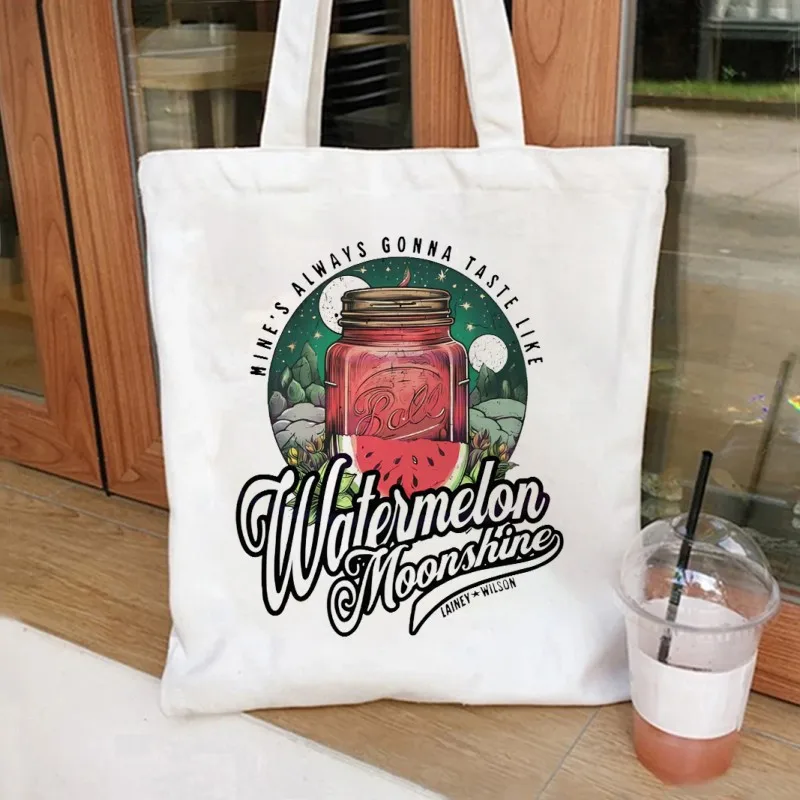 Watermelon Moonshine Lainey Wilson Tote Bag Cosmetic Bag Large Shopping Bags Makeup Bag Shoulder Handbag Eco Girl Handbags