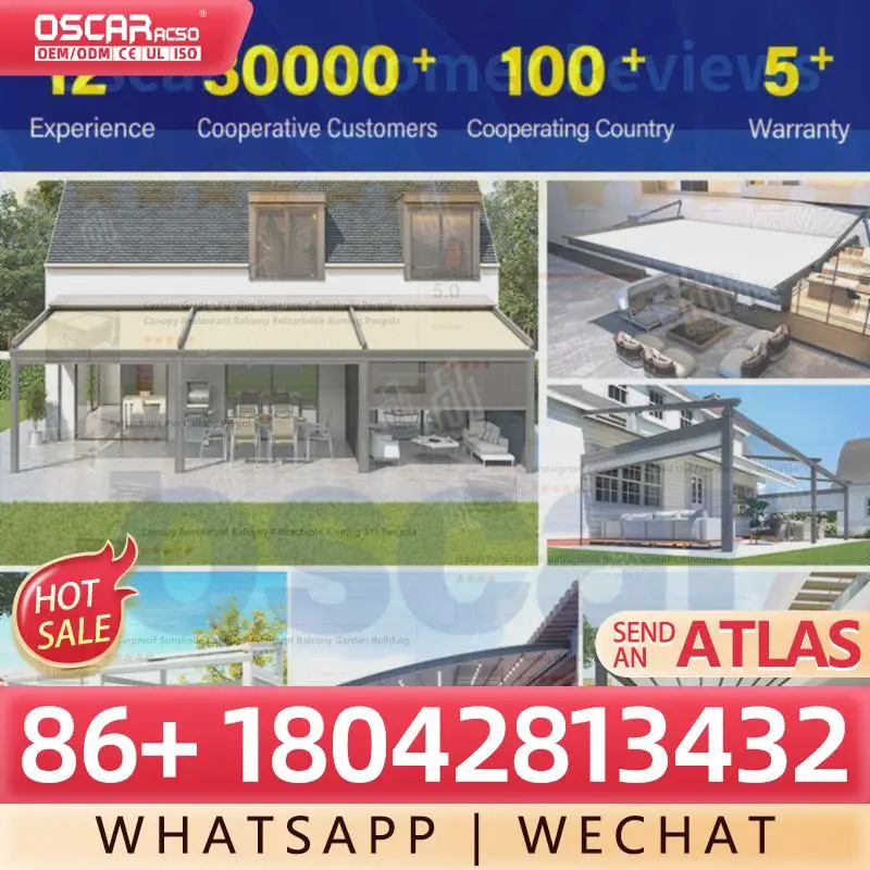 

Водонепроницаемый моторизованный выдвижной навес-тент с ПВХ-покрытием и алюминиевым каркасом на заказ для сада и улицы