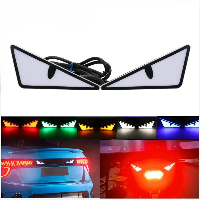 2pcs LED Devil's Eye License plate light Headlight For Car Motorcycl Universal Modified Decoration single light car Accessories