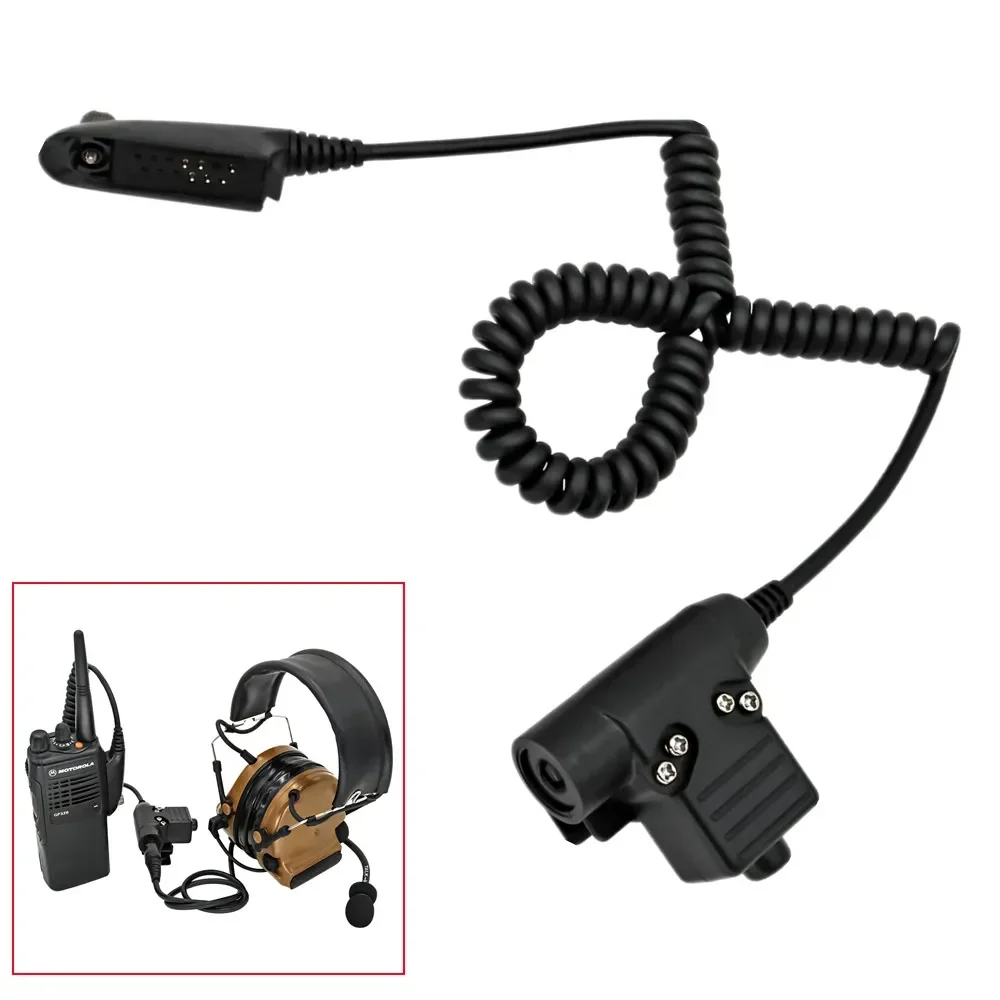 Tactical PTT U94 PTT Cable Adapter for Motorola Walkie Talkie GP140 GP320 GP328 GP338 GP340 Radio Hunting Shooting Headset PTT