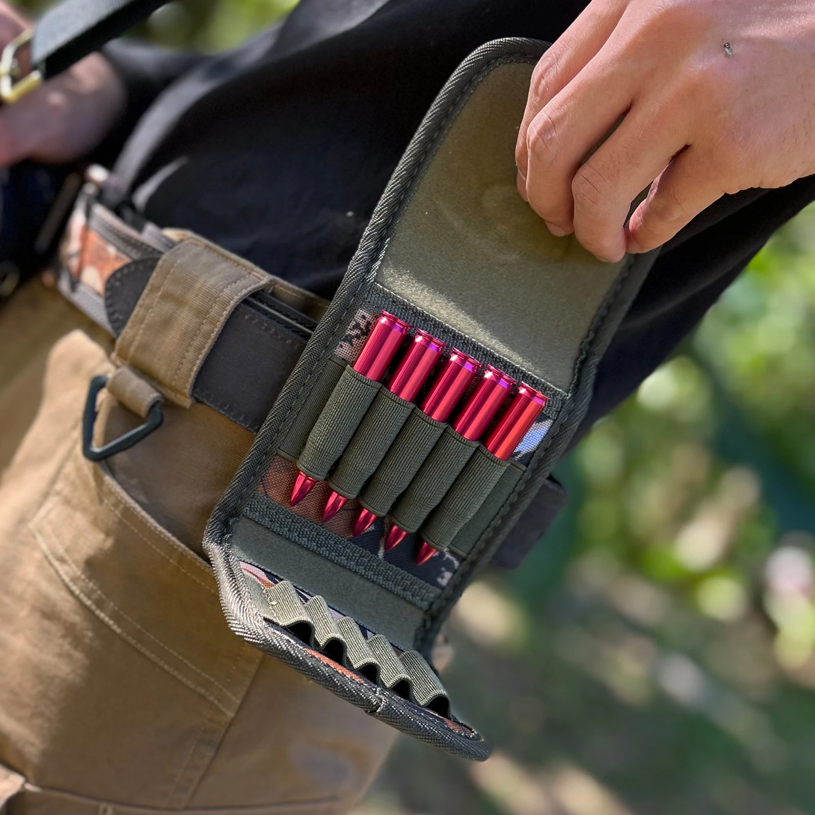 Tourbon acessórios para armas de caça, cartuchos de rifle, suporte camuflado, conchas de munição, carteira de bala, bolsa de couro genuíno, 2 peças