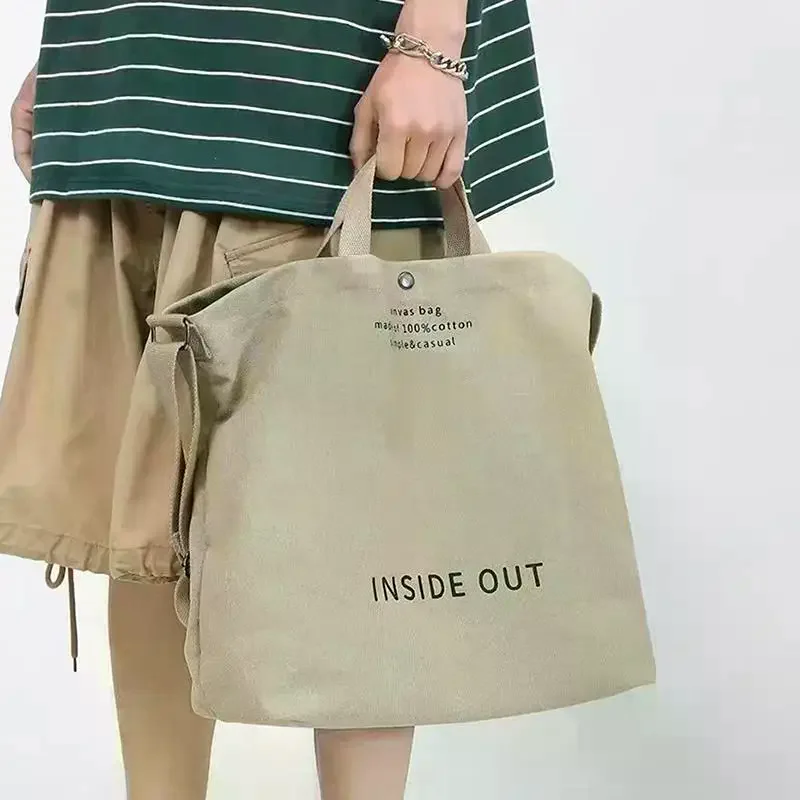 High Quality Canvas Men And Women Simple Cross-body Bag Wash Canvas Thick Handbag Large Capacity Arts Students Package Satchel