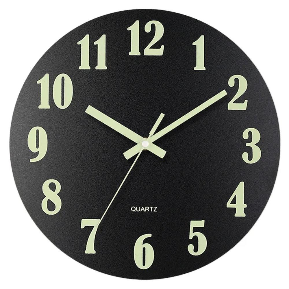

Silent 12 Inch Luminous Wall Clock Fashion Nordic Style Digital Clock Round with Night Light Quartz Wall Clock Living Room