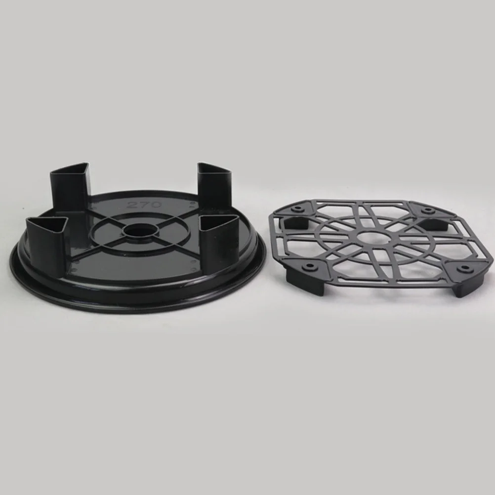 

38Cm Round Flower Pot Tray Removable Universal Bottom Wheel Plant Base With Storage Drawer Black Potted Stand Rack Garden Tool