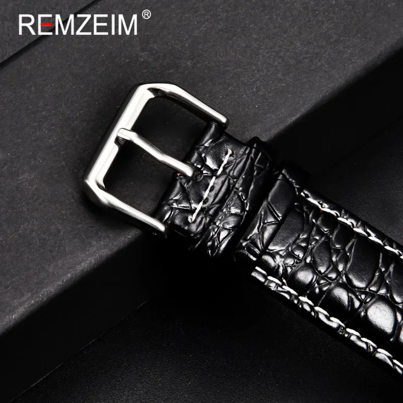 REMZEIM Universal Crocodile Pattern Soft Wrist Belt Bracelet Comfortable Genuine Leather Watch Strap 16/18/20/22mm Watch Band