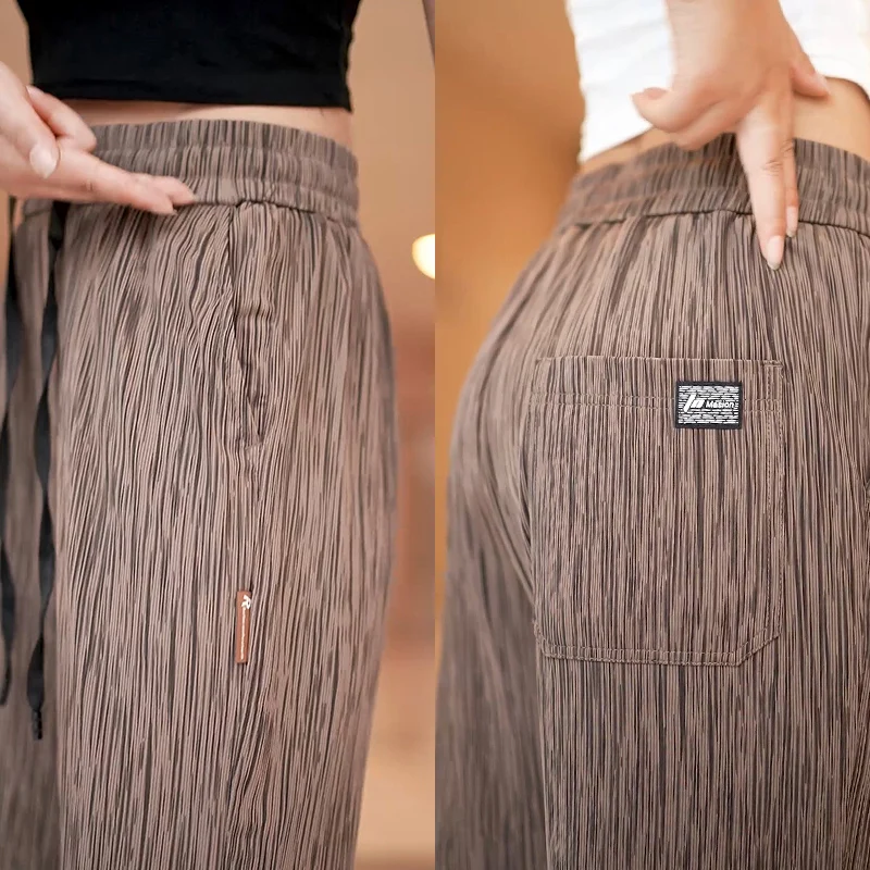 

Летние тонкие повседневные шорты, мужские эластичные спортивные брюки длиной до колена, свободного кроя, молодежные, с вертикальными полосками Vitali Sle