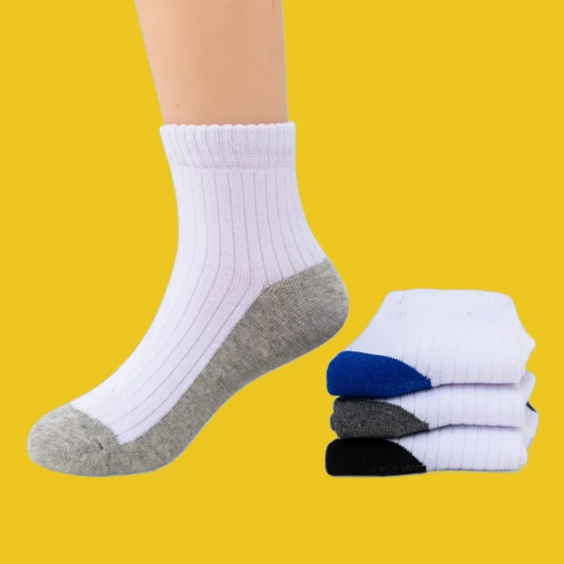 5/10 Pairs Boys Socks 10-12 Years Old Spring Autumn Summer White Middle And Large Men's Cotton Socks Children's Student Socks