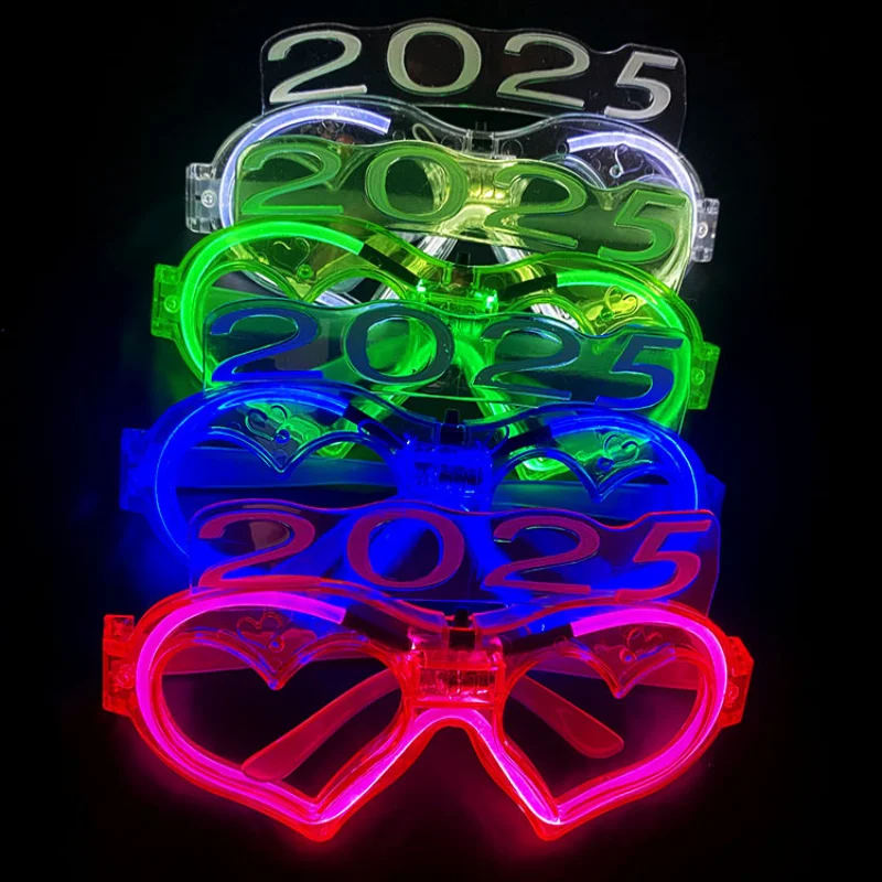 2025 LED EL Love Heart Glasses Glow In The Dark LED Light Up Glasses Christmas Gift For New Year Party Luminous ﻿Decorations