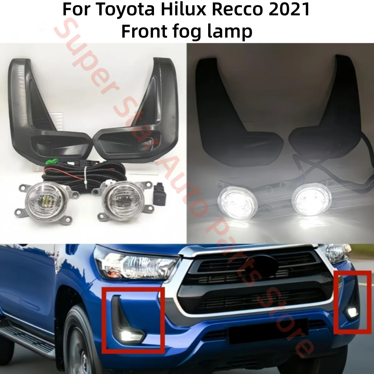 Para Toyota Hilux Recco 2021 LED conjunto de lámpara antiniebla delantera luz de circulación diurna luz de parachoques y combinación de luz antiniebla piezas de automóvil