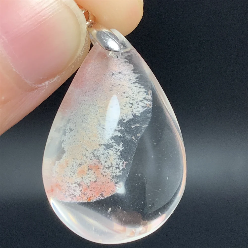 Natural Black Rutilated Quartz Colorful Inclusions Phantom Quartz Pendants Landscape Crystal Necklaces Rare Pink Lodolite Quartz